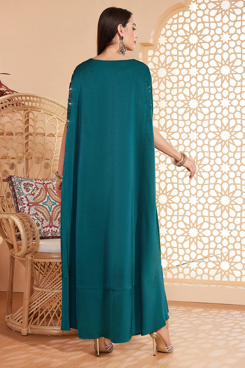 Charger l&#39;image dans la galerie, Caftan marocain Abaya perlé vert foncé sans manches