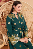 Caftan marocain Abaya à col en V perlé vert foncé