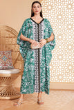 Robe caftan marocaine Abaya d'été florale verte