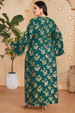 Caftan marocain Abaya grande taille vert foncé avec ceinture