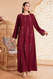 Caftan marocain d'été à manches longues bordeaux