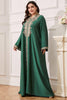 Charger l&#39;image dans la galerie, Robe caftan marocaine Abaya élégante grande taille vert foncé