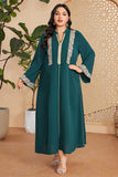 Caftan marocain Abaya élégant grande taille vert foncé