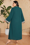 Caftan marocain Abaya élégant grande taille vert foncé