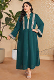 Caftan marocain Abaya élégant grande taille vert foncé