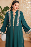 Caftan marocain Abaya élégant grande taille vert foncé