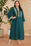 Caftan marocain Abaya élégant grande taille vert foncé