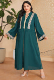 Caftan marocain Abaya élégant grande taille vert foncé