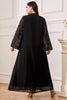 Charger l&#39;image dans la galerie, Robe Abaya Noire Brodée Grande Taille