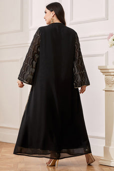 Robe Abaya Noire Brodée Grande Taille