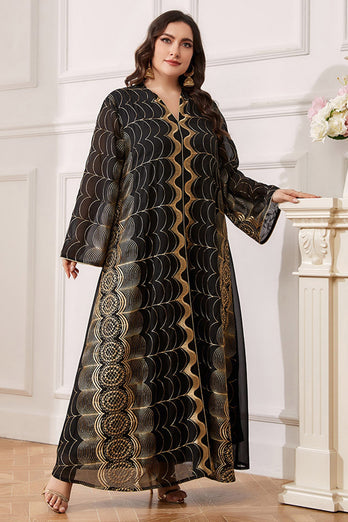 Robe Abaya Noire Brodée Grande Taille