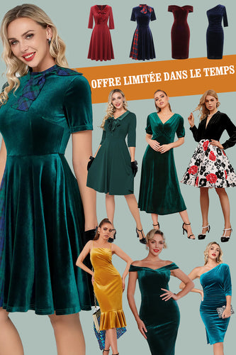 Offre à durée limitée Mini robe en velours fête (1 pièce - Style et couleur aléatoires)