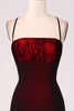 Charger l&#39;image dans la galerie, Robe de demoiselle d’honneur fourreau rouge noir avec dos à lacets