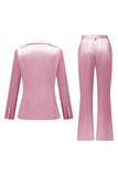 Gris rose pic revers satin slim fit femmes costumes