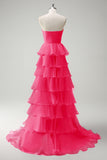 Robe De Soirée longue princesse orange à décolleté en cœur et fente