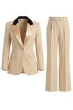 Costume d'affaires femme 2 pièces vert foncé revers pointe un bouton
