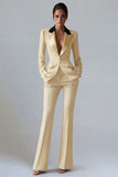 Costume d'affaires femme 2 pièces vert foncé revers pointe un bouton