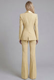 Costumes de travail féminins à revers châle bleu marine 2 pièces simple boutonnage