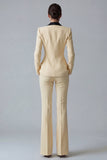 Costume d'affaires femme 2 pièces vert foncé revers pointe un bouton