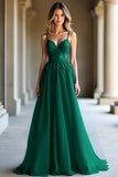 Une ligne bleu foncé spaghetti bretelles sweetheart robe longue de bal