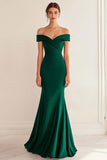 Robe formelle sirène à épaules dénudées et marine froncée