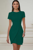 Robe de travail plissée ivoire à manches courtes