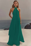 Robe longue de graduation en mousseline de soie blanche