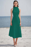 Robe midi de fiançailles en satin ivoire simple à col haut
