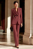 Costume d'affaires femme 2 pièces bourgogne revers pointe double boutonnage