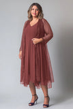 Mousseline de soie violette scintillante Une ligne V Col Manches longues Mère de la mariée Robe