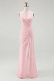 Robe longue formelle froncée blanche à col en V