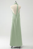 Vert foncé Sheath V-Neck Backless Robe d’invitée de mariage avec fente