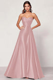 Robe longue de bal en satin vert foncé