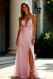 Robe de soirée fourreau en satin extensible à bretelles spaghetti
