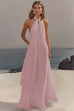 Robe longue de graduation en mousseline de soie blanche