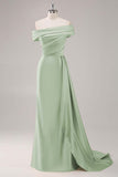 Robe longue fourreau plissée champagne à une épaule