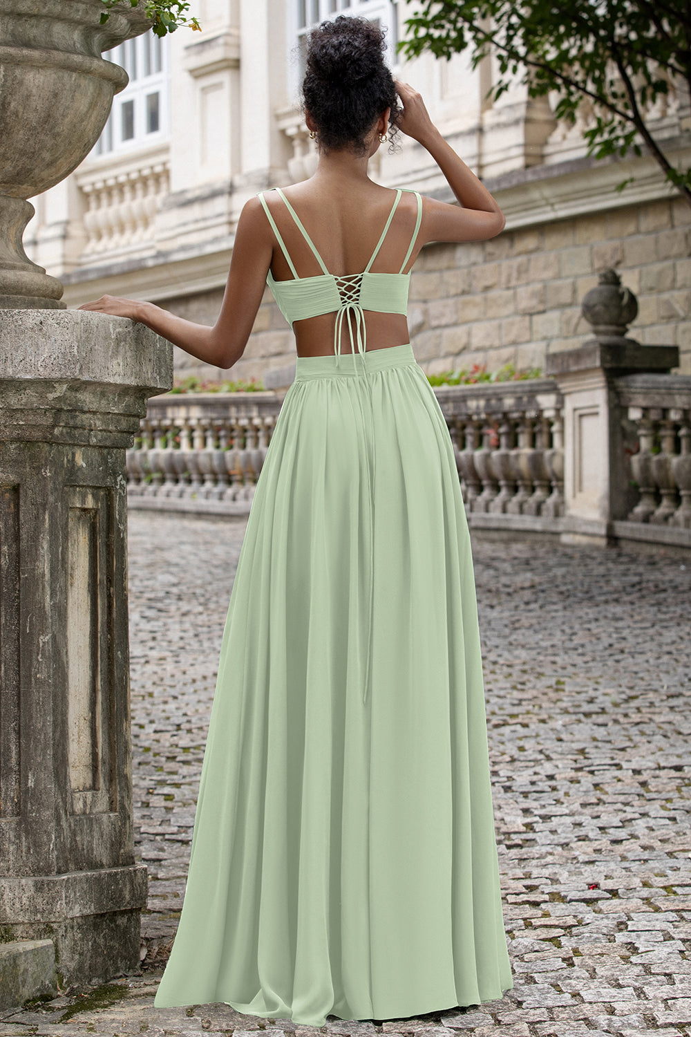 KURFACE Robe Demoiselle D'Honneur Femme Épaules Dénudées Ouverture Latérale - Mousseline Longue Mariage