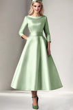 Satin Rose Une Ligne Longueur Thé Robe Mère De La Mariée