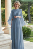 Robe plissée en mousseline de soie lilas une ligne mère de la mariée