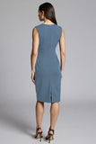 Robe de travail midi froncée fourreau bleu marine