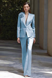 Costumes d’affaires en satin lilas 2 pièces à revers en pointe avec fleur