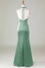 Charger l&#39;image dans la galerie, Robe de demoiselle d’honneur vert foncé Licol sirène