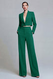Costume d'affaires femme 2 pièces vert foncé revers pointe un bouton