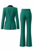 Costume d'affaires femme 2 pièces vert foncé revers pointe un bouton