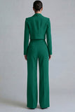 Costume d'affaires femme 2 pièces vert foncé revers pointe un bouton