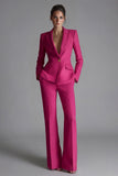 Costume d'affaires femme 2 pièces rose revers pointe à boutons