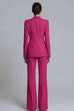 Costume d'affaires femme 2 pièces rose revers pointe à boutons