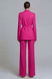 Costumes de travail féminins 2 pièces à boutons en fuchsia avec ceinture