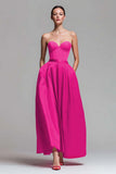 Robe formelle rouge et fuchsia trapèze bustier