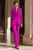 Costume d'affaires femme 2 pièces bourgogne revers pointe double boutonnage